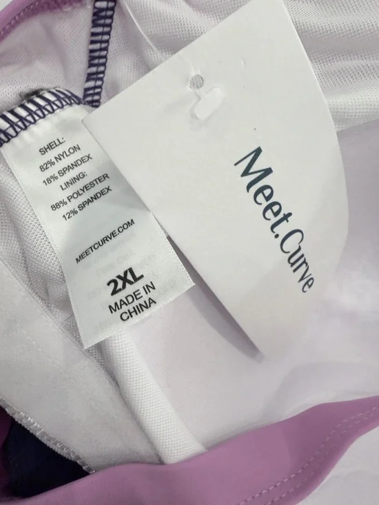 💜 Sculpting Purple Gradient One Piece Swimsuit Tummy Control 2XL - Picture 2 of 11